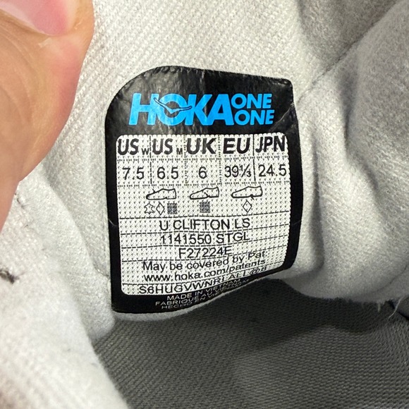 Hoka One One Clifton LS Womens Running Shoes Size 7.5 Grey Sneakers 1141550 STGL - Picture 9 of 10